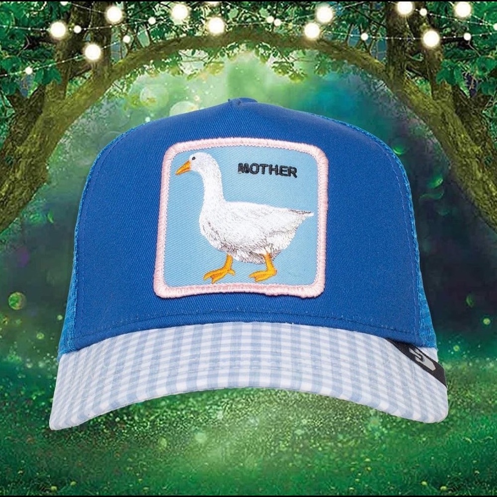 Goorin Bros The Farm Trucker Hat Mother Goose Limited Edition Blue & Checkers
